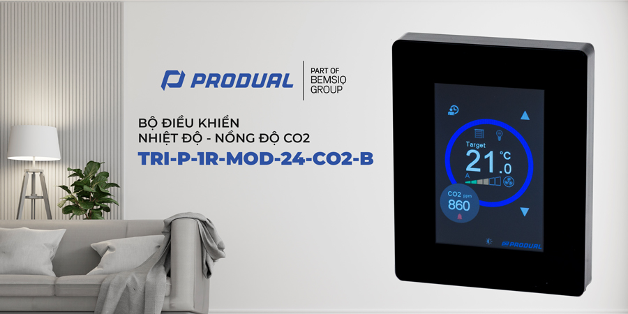 BỘ ĐIỀU KHIỂN NHIỆT ĐỘ VÀ NỒNG ĐỘ CO2 GẮN PHÒNG TRI-P-1R-MOD-24-CO2-B