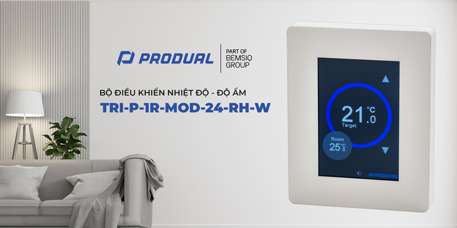 BỘ ĐIỀU KHIỂN NHIỆT ĐỘ VÀ ĐỘ ẨM GẮN PHÒNG TRI-P-1R-MOD-24-RH-W