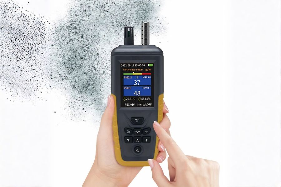 M&Aacute;Y ĐO NỒNG ĐỘ BỤI CẦM TAY