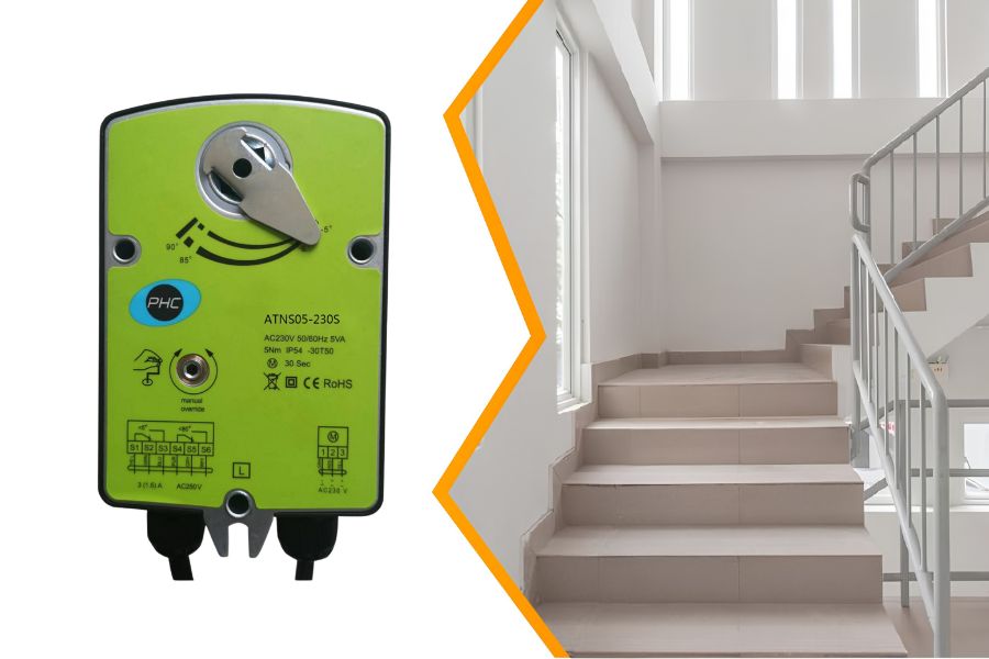 ĐỘNG CƠ VAN GIÓ HVAC CHO HỆ THỐNG TĂNG ÁP CẦU THANG