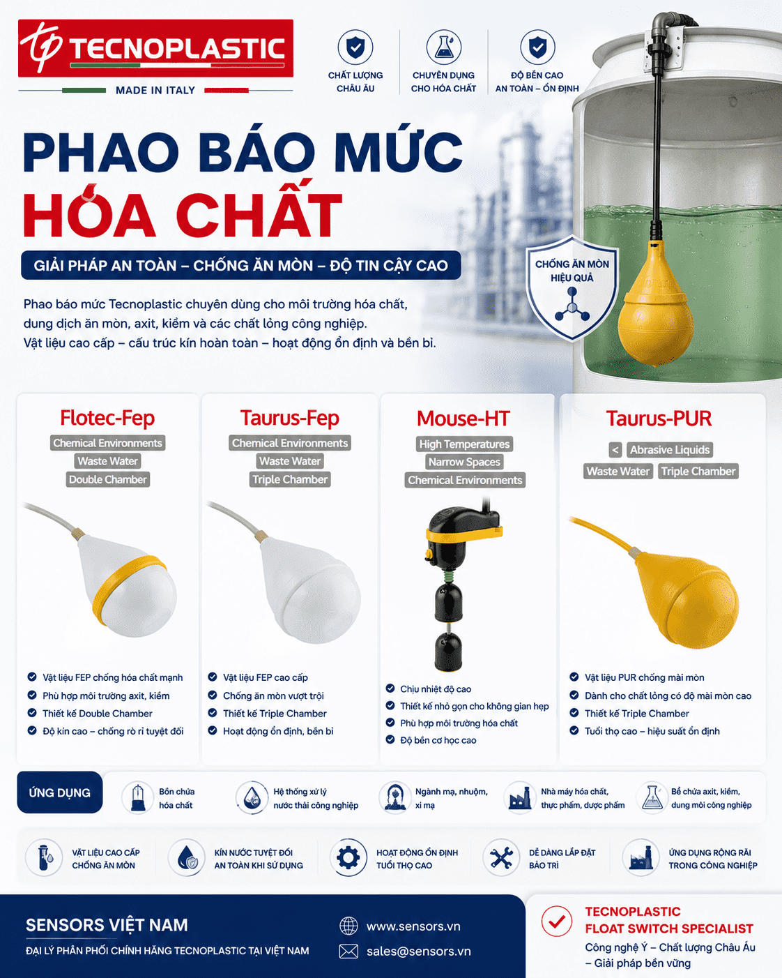 PHAO B&Aacute;O MỨC H&Oacute;A CHẤT TECNOPLASTIC