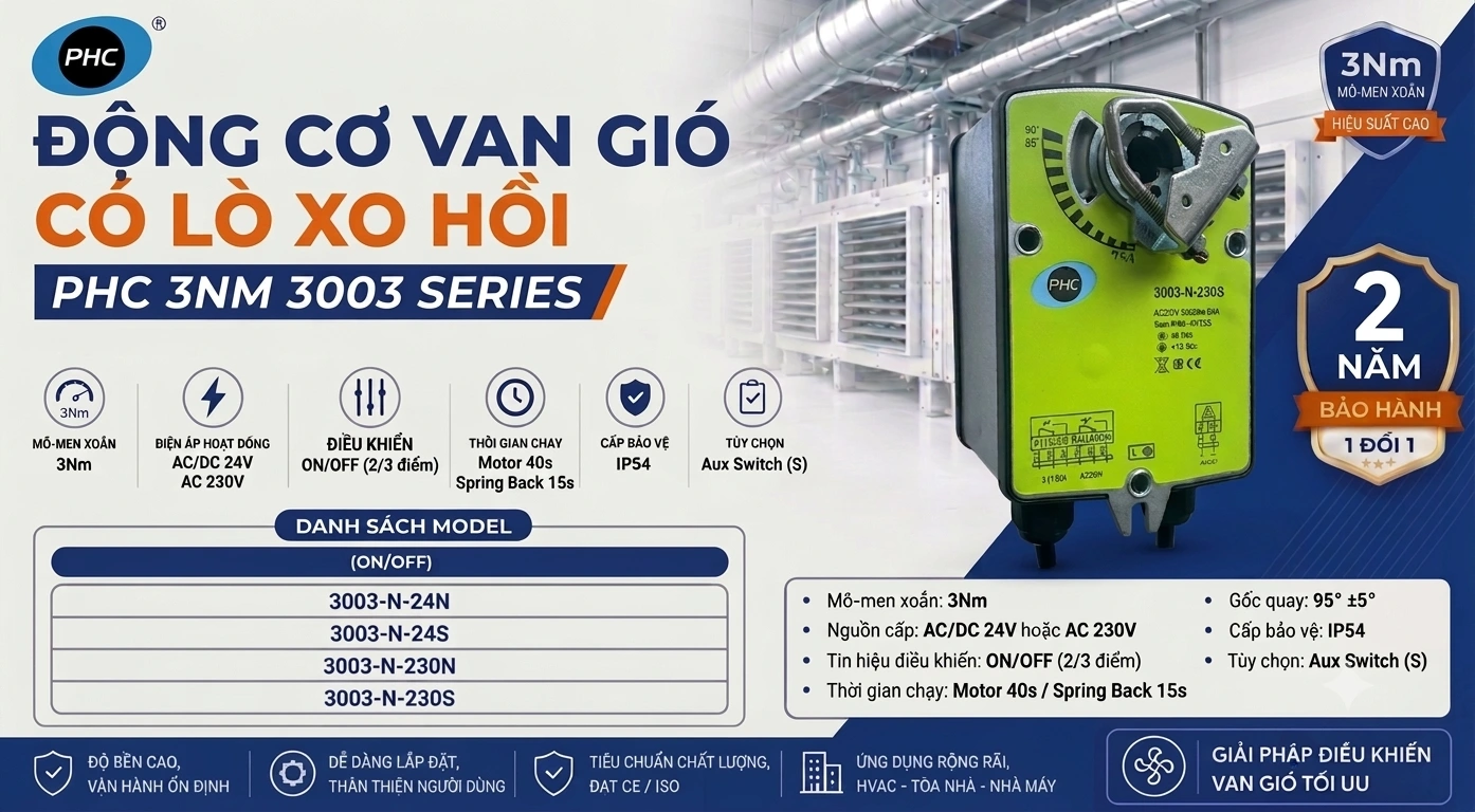 ĐỘNG CƠ VAN GI&Oacute; L&Ograve; XO HỒI PHC 3NM 3003 SERIES