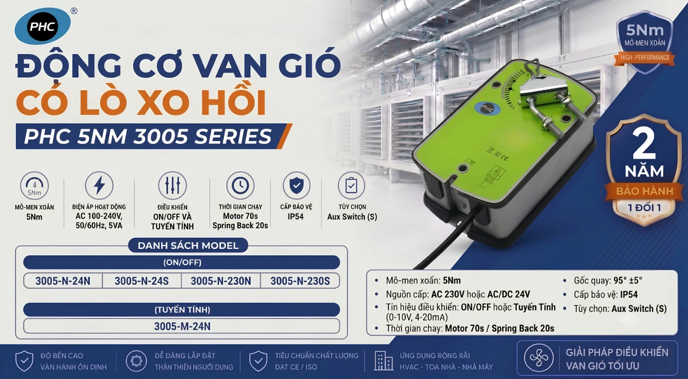 ĐỘNG CƠ VAN GI&Oacute; L&Ograve; XO HỒI PHC 5NM 3005 SERIES