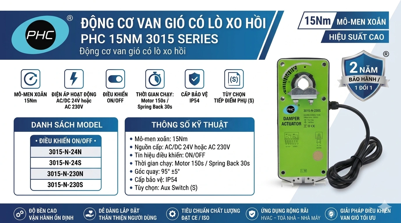 ĐỘNG CƠ VAN GI&Oacute; L&Ograve; XO HỒI PHC 15NM 3015 SERIES