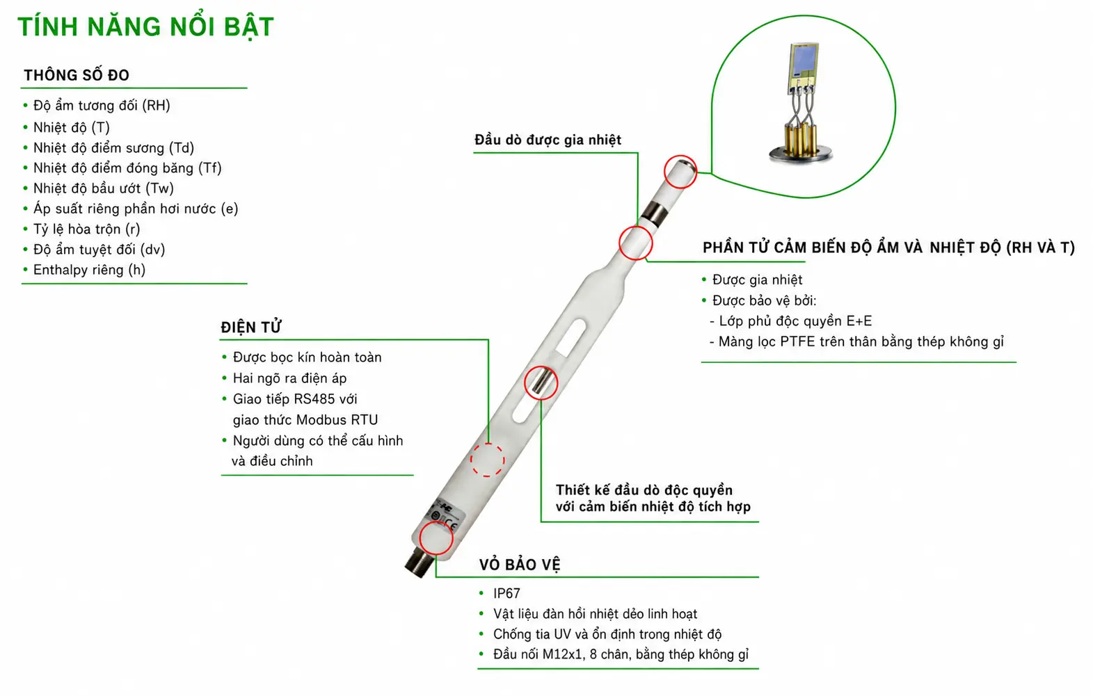  CẢM BIẾN NHIỆT ĐỘ V&Agrave; ĐỘ ẨM CHỐNG NGƯNG TỤ