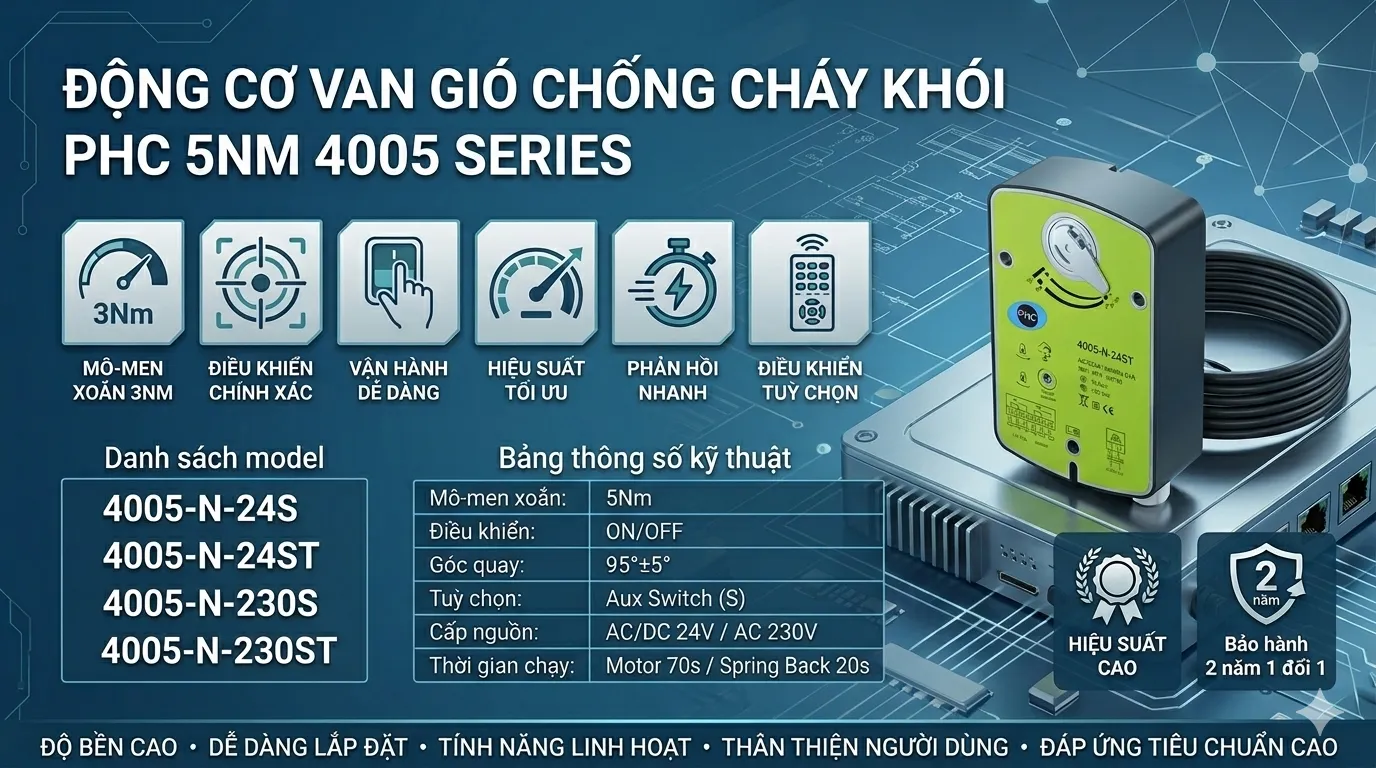 ĐỘNG CƠ VAN GI&Oacute; CHỐNG CH&Aacute;Y KH&Oacute;I PHC 5NM 4005 SERIES