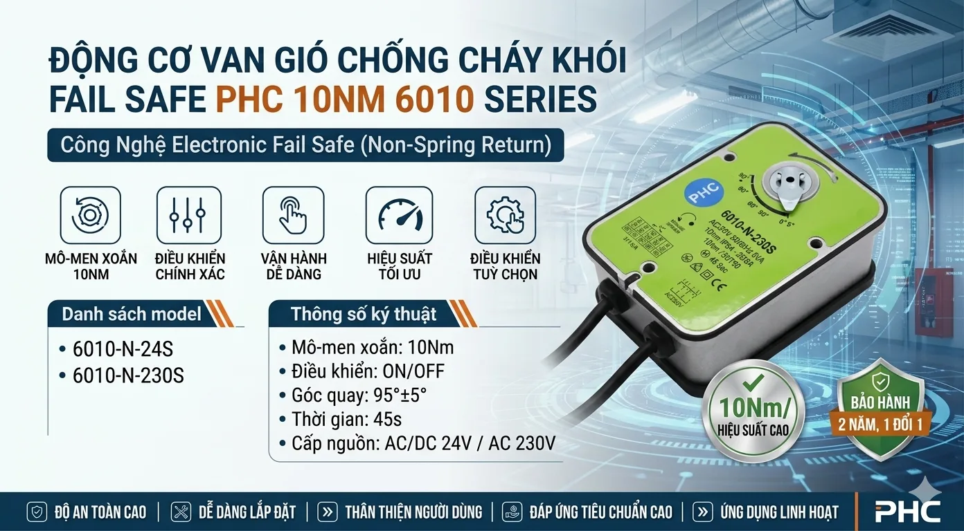 ĐỘNG CƠ VAN GIÓ CHỐNG CHÁY KHÓI FAIL SAFE PHC 10NM 6010 SERIES