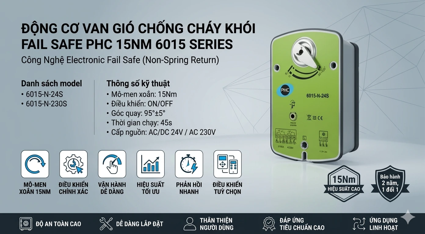 ĐỘNG CƠ VAN GIÓ CHỐNG CHÁY KHÓI FAIL SAFE PHC 15NM 6015 SERIES