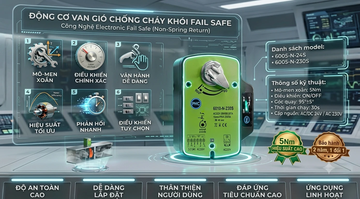 ĐỘNG CƠ VAN GI&Oacute; CHỐNG CH&Aacute;Y KH&Oacute;I FAIL SAFE PHC 5NM 6005 SERIES