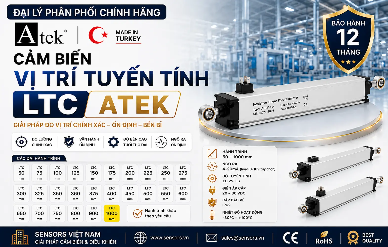CẢM BIẾN VỊ TRÍ TUYẾN TÍNH ATEK LTC 1000-A