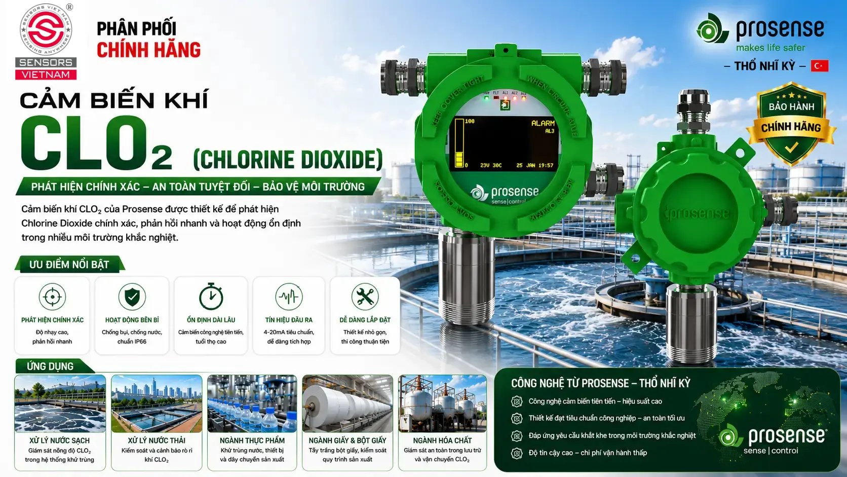 CẢM BIẾN KHÍ CLO2 (CHLORINE DIOXIDE)