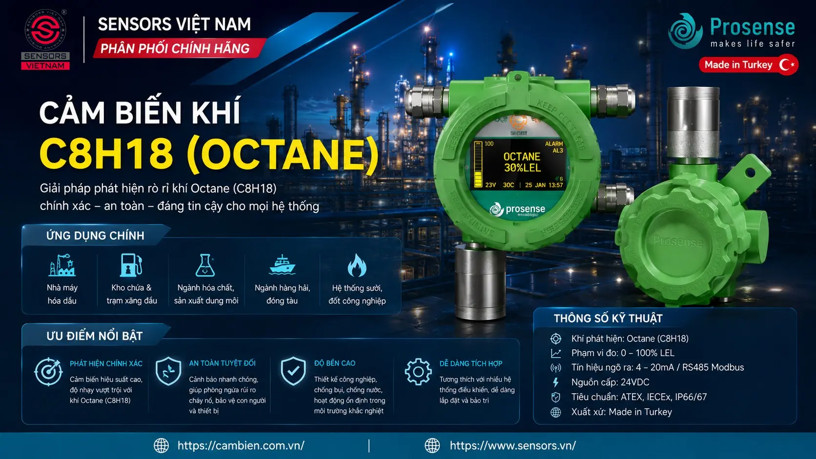 CẢM BIẾN KHÍ C8H18 (OCTANE)