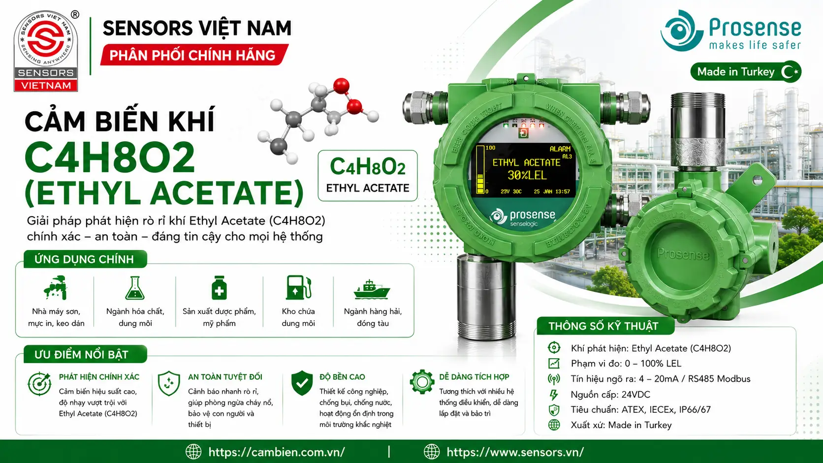 CẢM BIẾN KHÍ C4H8O2 (ETHYL ACETATE)