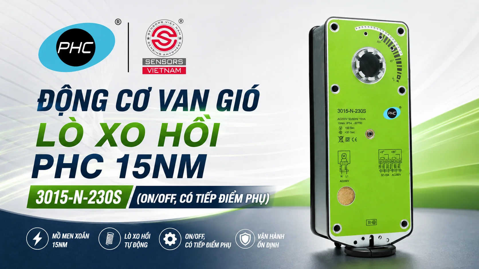 ĐỘNG CƠ VAN GIÓ LÒ XO HỒI PHC 15NM 3015-N-230S
