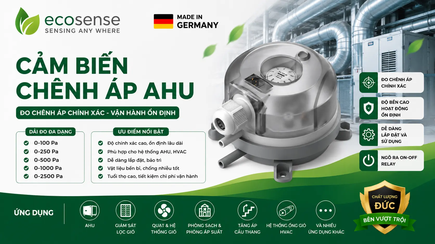 CẢM BIẾN CHÊNH LỆCH ÁP SUẤT AHU