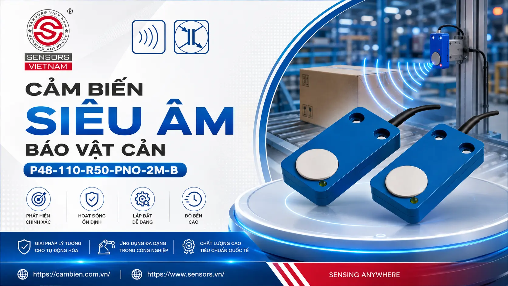 CẢM BIẾN SI&Ecirc;U &Acirc;M B&Aacute;O VẬT CẢN P48-110-R50-PNO-2M-B