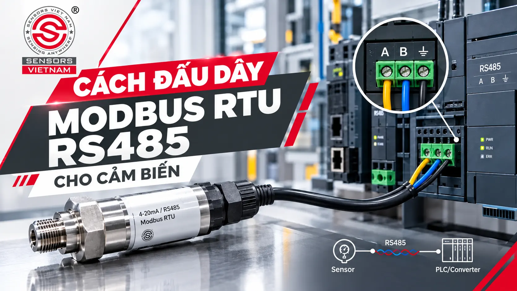 C&Aacute;CH ĐẤU D&Acirc;Y MODBUS RTU RS485 CHO CẢM BIẾN