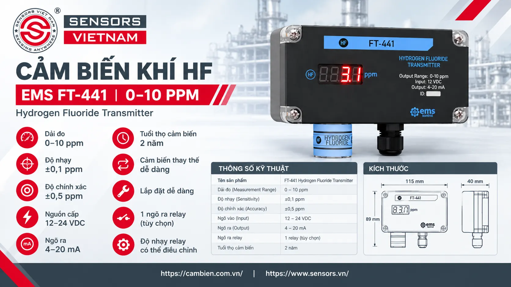 SƠ LƯỢC VỀ CẢM BIẾN KH&Iacute; HF EMS FT-441